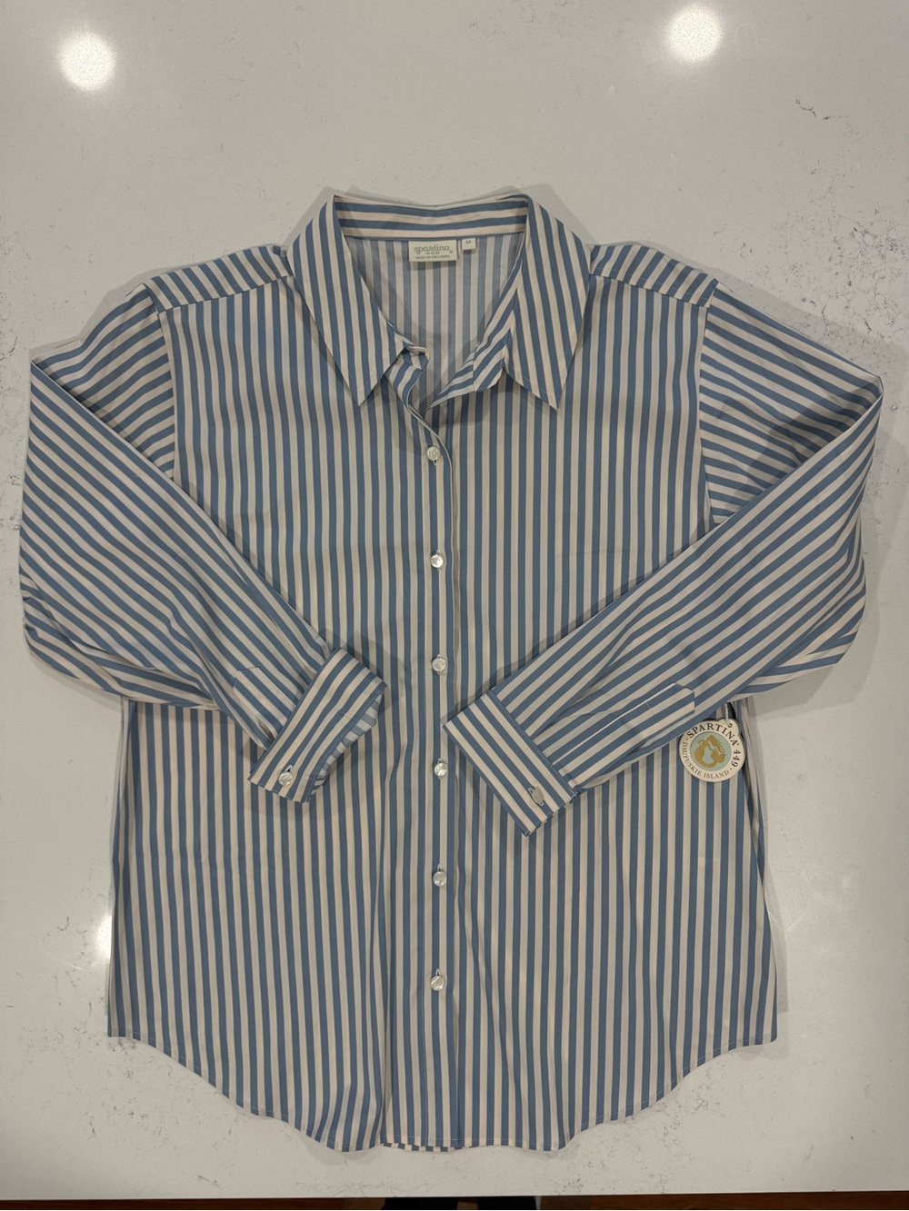 Spartina 449 Blue and White Striped Button-Up Shirt